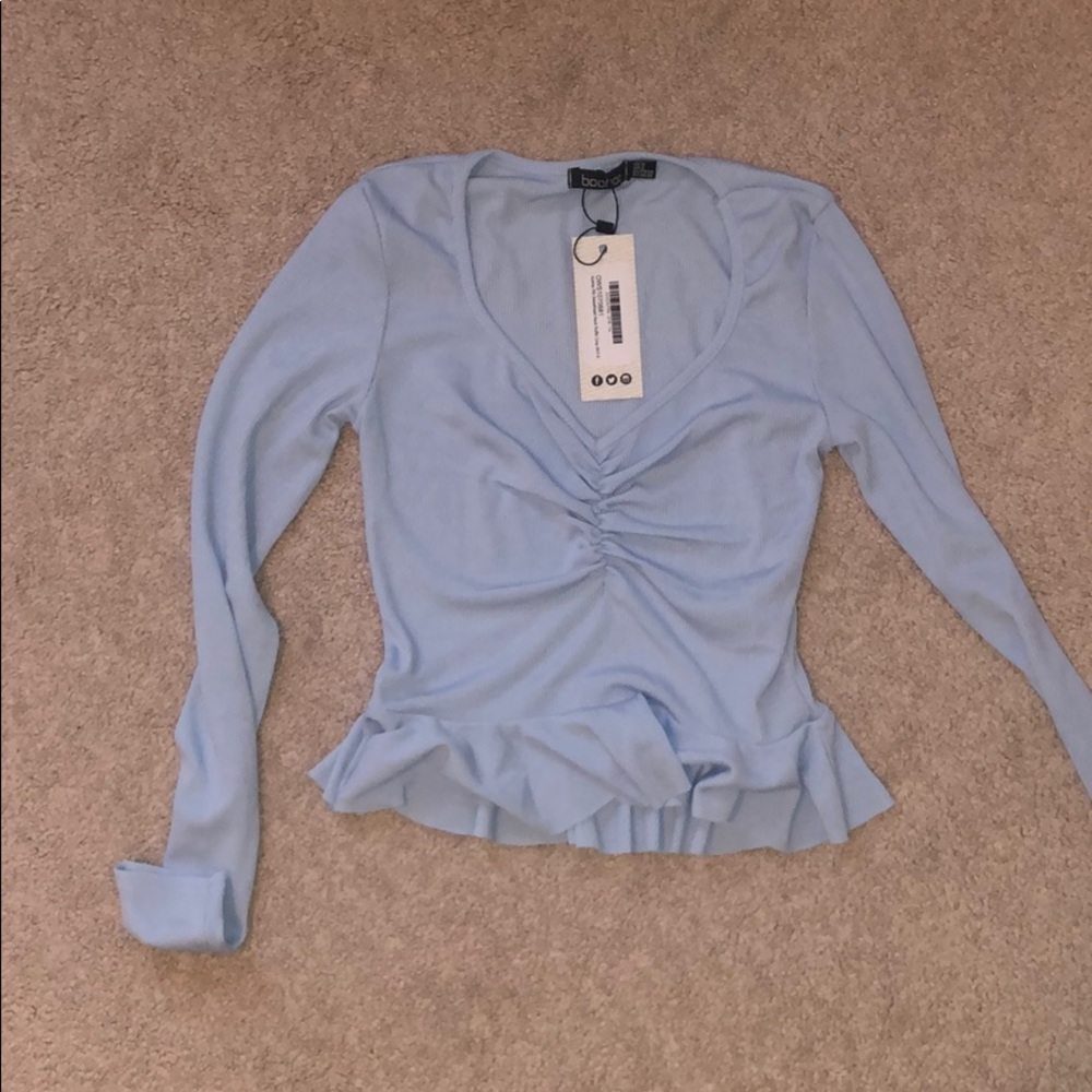 Light Blue Boohoo Scrunch Long Sleeve